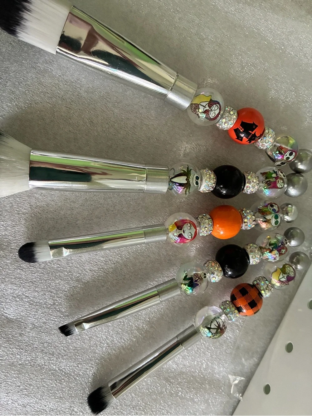 Halloween-Themed Orange and Black Makeup Brush Set